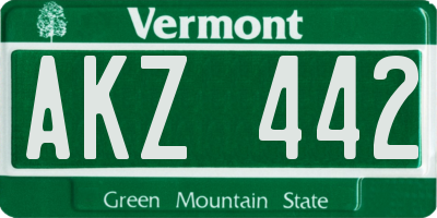 VT license plate AKZ442