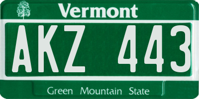 VT license plate AKZ443