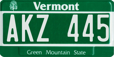 VT license plate AKZ445