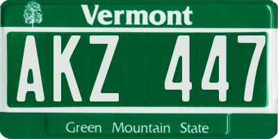 VT license plate AKZ447