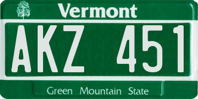 VT license plate AKZ451