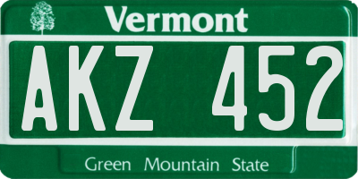 VT license plate AKZ452