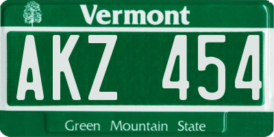 VT license plate AKZ454
