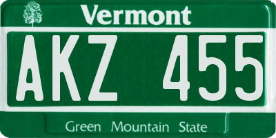 VT license plate AKZ455