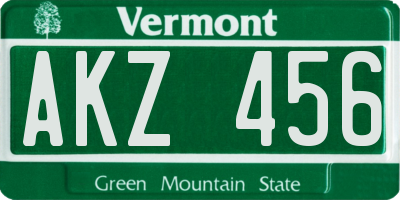 VT license plate AKZ456