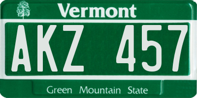 VT license plate AKZ457