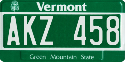 VT license plate AKZ458