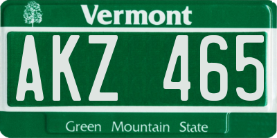 VT license plate AKZ465
