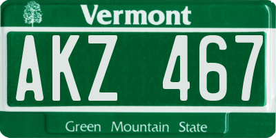 VT license plate AKZ467