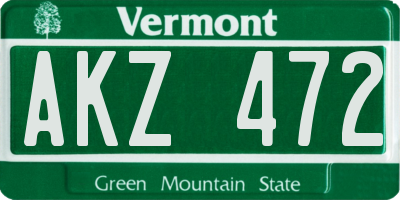 VT license plate AKZ472
