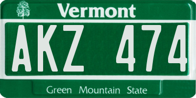 VT license plate AKZ474