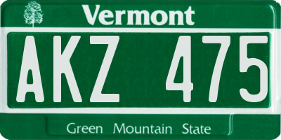 VT license plate AKZ475