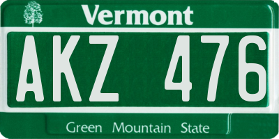 VT license plate AKZ476