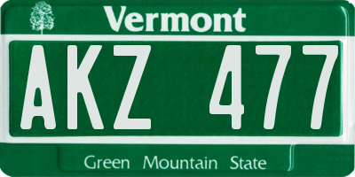 VT license plate AKZ477