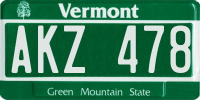 VT license plate AKZ478