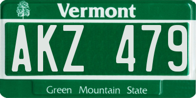 VT license plate AKZ479