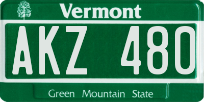 VT license plate AKZ480