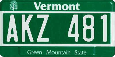 VT license plate AKZ481