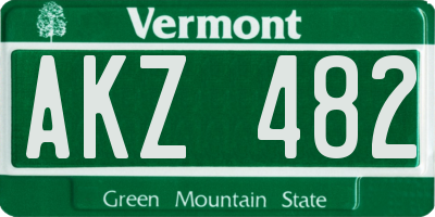 VT license plate AKZ482
