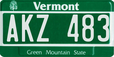 VT license plate AKZ483