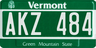 VT license plate AKZ484