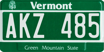 VT license plate AKZ485