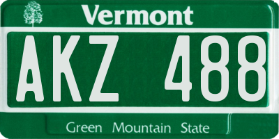 VT license plate AKZ488