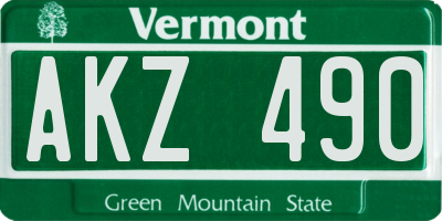 VT license plate AKZ490