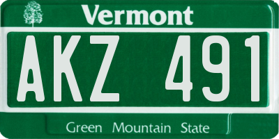 VT license plate AKZ491