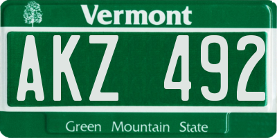 VT license plate AKZ492