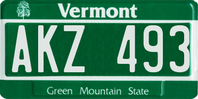 VT license plate AKZ493