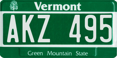 VT license plate AKZ495