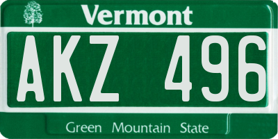 VT license plate AKZ496
