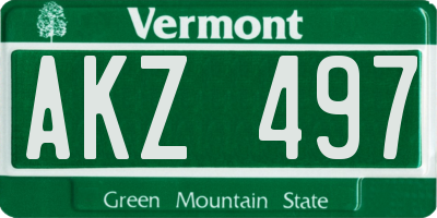 VT license plate AKZ497