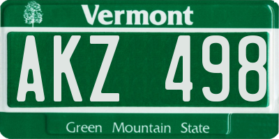 VT license plate AKZ498