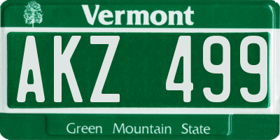 VT license plate AKZ499