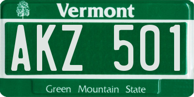 VT license plate AKZ501