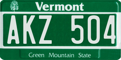 VT license plate AKZ504