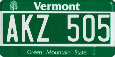 VT license plate AKZ505