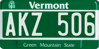 VT license plate AKZ506