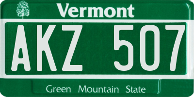 VT license plate AKZ507