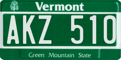 VT license plate AKZ510