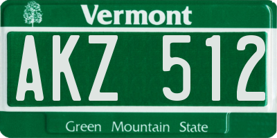 VT license plate AKZ512