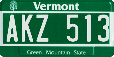 VT license plate AKZ513