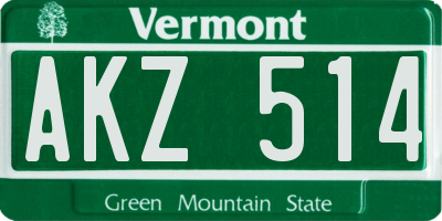 VT license plate AKZ514
