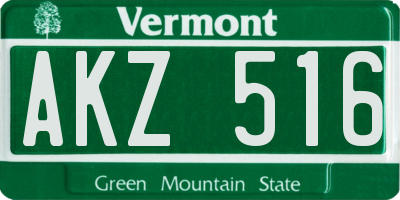 VT license plate AKZ516