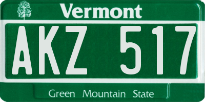VT license plate AKZ517