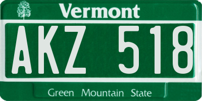 VT license plate AKZ518