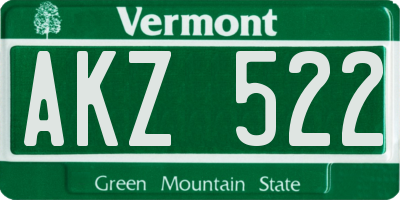 VT license plate AKZ522