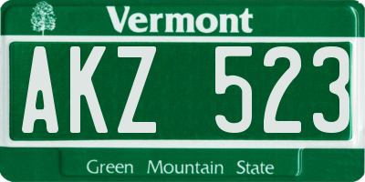 VT license plate AKZ523